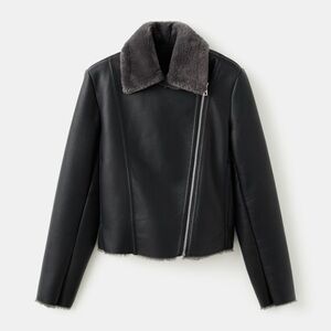 Mango Faux Fur Biker Jacket